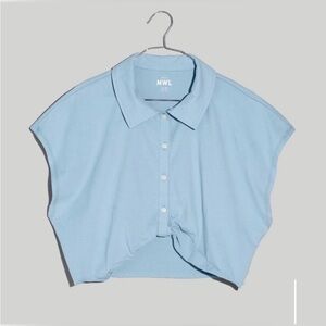 Madewell: Collared Cropped Polo Twist Top Size Small